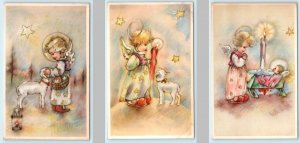 3 Postcards MAINZER CHRISTMAS Themed Candles, Cherub, Lamb, BABY JESUS