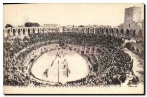 Old Postcard Arles Arenes day of Bulls Race Paseo