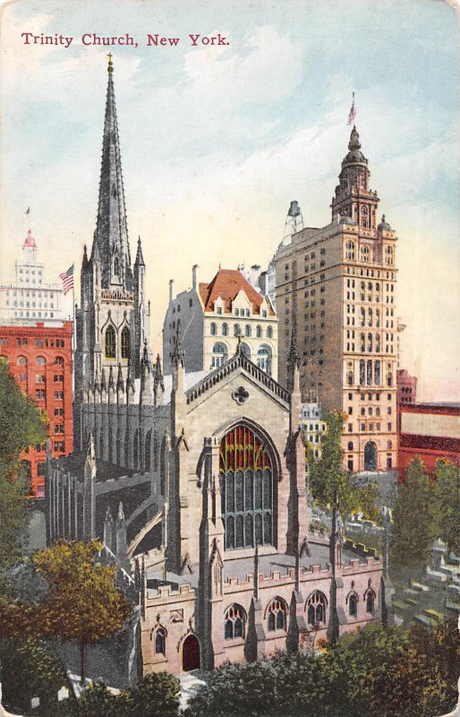 Trinity Church New York City 1910s postcard