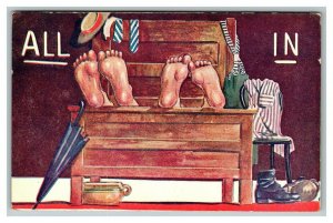 Vintage 1910's Winsch Comic Postcard - Man in Woman in Bed...Sleeping - All In