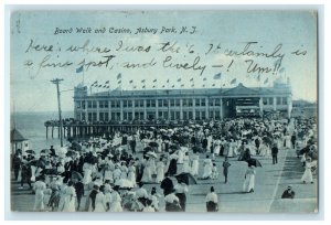 1908 Boardwalk And Casino Crowded Asbury Park New Jersey NJ Antique Postcard 