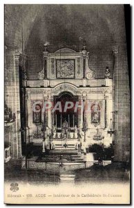 Old Postcard Agde Interior De La Cathedrale St Etienne