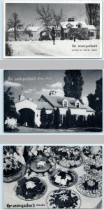 3 Postcards STOW, Ohio OH ~ Roadside THE SMORGASBORD Interior/Exterior ca 1940s