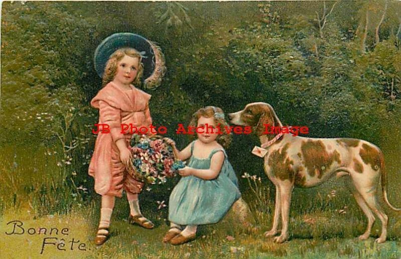 6 Postcards Set, PFB No 7709, Children with Dogs