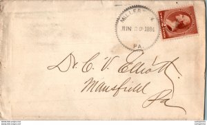 US Cover 2c 1884 Millerton for Mansfield Tioga Penn