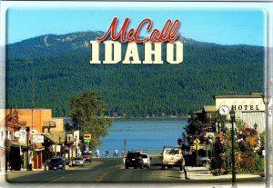 McCall, ID Idaho  STREET SCENE Stores & Payette Lake View  2012 4X6 Postcard