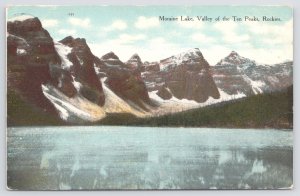 State View~Moraine Lake Valley Of The Ten Peaks~CO Rockies~Vintage Postcard