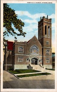 First M.E. Church Athens Ohio Vintage Postcard C056