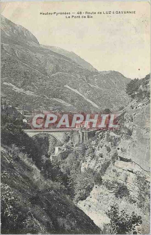 Old Postcard Hautes Pyrenees Luz Road Bridge has Gavarnie Sia