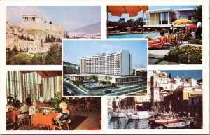 Postcard Greece Athens - The Athens Hilton multivew