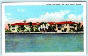 SEA ISLAND BEACH Georgia GA ~ CLOISTER APARTMENTS c1940s Linen Roadside Postcard