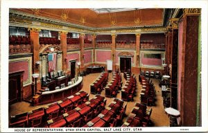 House Representatives Utah State Capitol Salt Lake City Vintage Postcard UNP Vtg 