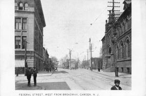 CAMDEN, NJ New Jersey  FEDERAL STREET  West From Broadway   c1910's B&W Postcard