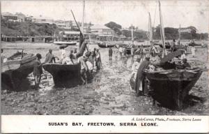 Susans Bay Freetown Sierra Leone Africa Boats Lisk-Carew Unused Postcard E19