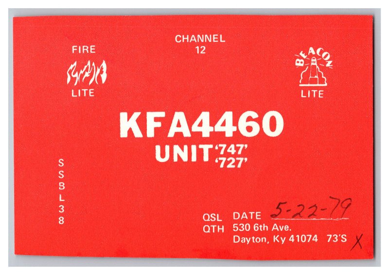 Postcard QSL CB Ham Radio Amateur Card From Dayton Ky Kentucky KFA4460 