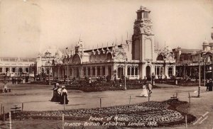 RPPC FRANCO BRITISH EXHIBITION CANCEL PALACE OF MUSIC REAL PHOTO POSTCARD 1908