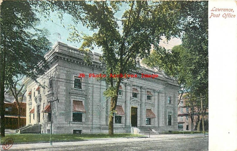 8 Postcards, Lawrence, Massachusetts, Bay State Bldg-High School-Post Office