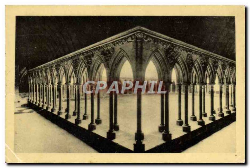 Old Postcard Mont Saint Michel Abbey Cloister