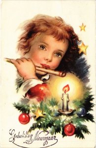 CPA AK Girl Playing on a Flute - Christmas CHILDREN (1292638)