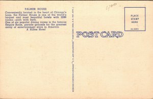 Vtg 1950s Palmer House Hotel Hilton Chicago Illinois IL Linen Postcard