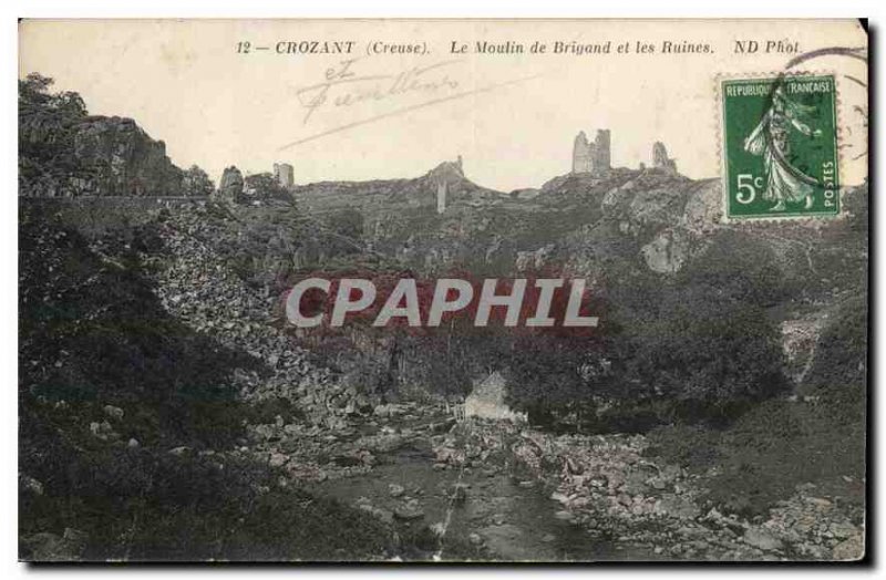 Postcard Crozant Creuse Old Mill Brigand and Ruins lea