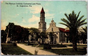 1912 Roman Catholic Cathedral & Plaza Saint Agustin Florida FL Posted Postcard