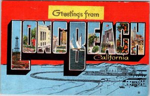 Postcard BIG LETTERS SCENE Long Beach California CA AK3939