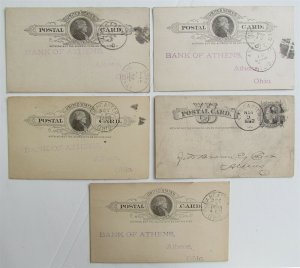 1890s LOT of 5 FAIRFIELD BANK LANCASTER OHIO ANTIQUE STATEMENT CARDS POSTCARDS