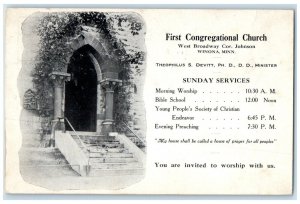 1911 First Congregational Church Entrance Winona Minnesota MN Postcard