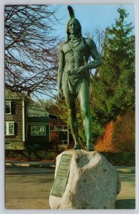 Postcard Plymouth Massachusetts MA Massasoit Statue Indian Chief 1960s View
