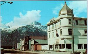 SKAGWAY, Alaska  AL   Street Scene  GOLDEN NORTH HOTEL  ca 1950s    Postcard