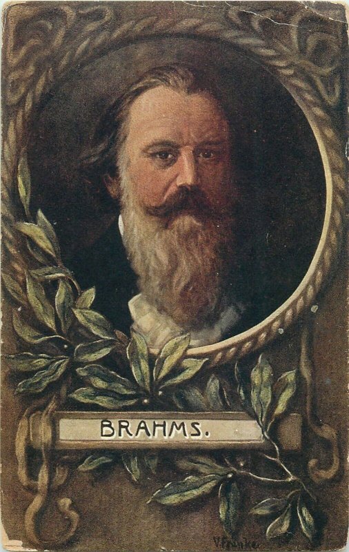 Brahms signed V. Franke early postcard