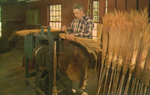 Vintage Postcard Broommaker Making a Broom Sturbridge Village Massachusetts MA