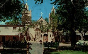 USA Plaza And San Felipe Church Albuquerque New Mexico Chrome Postcard 08.65