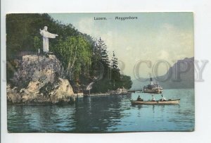 460907 Switzerland Lucerne Meggenhorn river steamer boat Vintage postcard