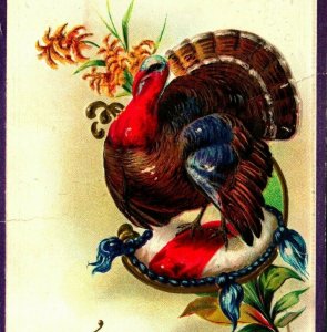 Thanksgiving Greetings Giant Turkey Proclamation Embossed 1910 Postcard