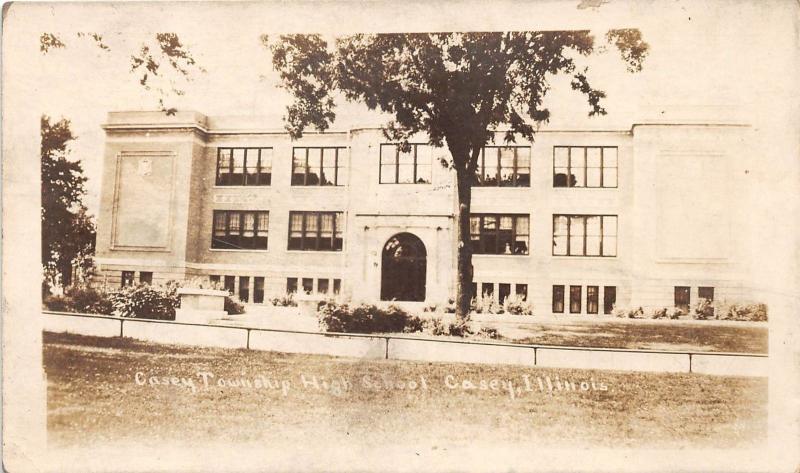 E35/ Casey Illinois Il Real Photo RPPC Postcard 1926 Township High School