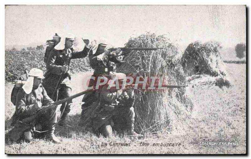 Old Postcard Militaria In Campaign An ambush