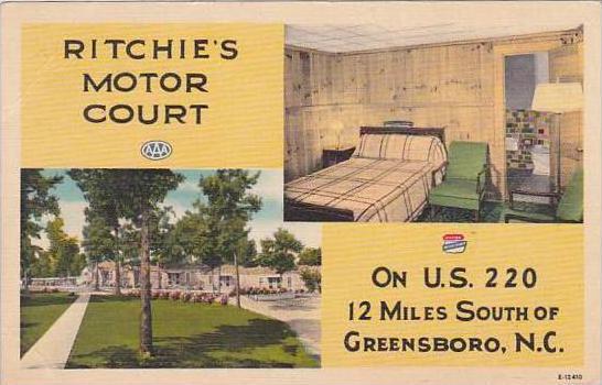 North Carolina Greensboro Ritchies Motor Court 1953