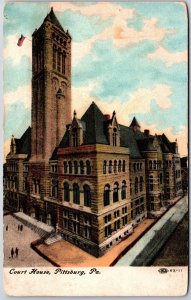 1913 Court House Pittsburg Pennsylvania PA Building Street View Posted Postcard