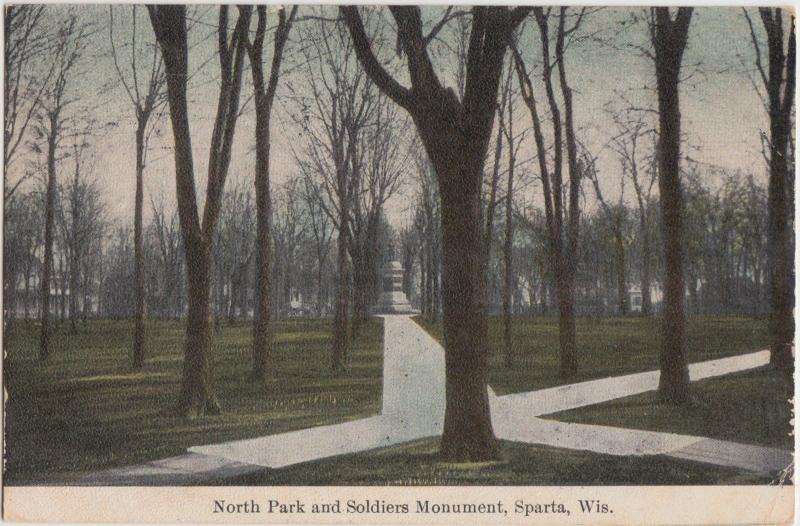 Wisconsin WI Postcard 1909 SPARTA North Park Soldiers Monument