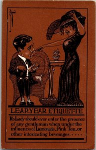 Artist C Ryan Leap Year Etiquette Rules for Approaching Men Vintage Postcard X05