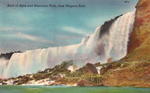 Vintage Postcard 1930s Rock Of Ages American Falls From Niagara Falls Ontario