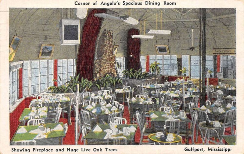 Gulfport Mississippi Angelo's Place Restaurant Dining Room Postcard AA57257