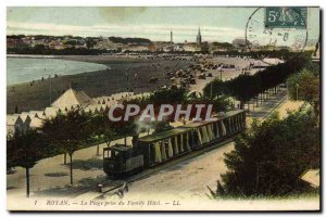 Old Postcard Tram Royan Taking the beach Family Hotel