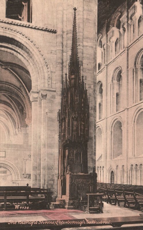 Vintage Postcard 1910's The Bishops Throne Peterborough Cathedral