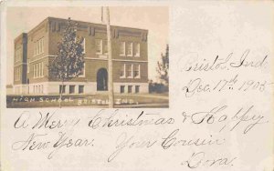 High School Bristol Indiana 1905 RPPC Real Photo postcard