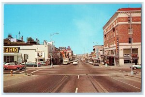 c1960 Street Scene Road Buildings Classic Cars Port Angeles Washington Postcard
