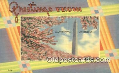 Washington Monument USA Large Letter Town Vintage Postcard Old Post Card Anti...