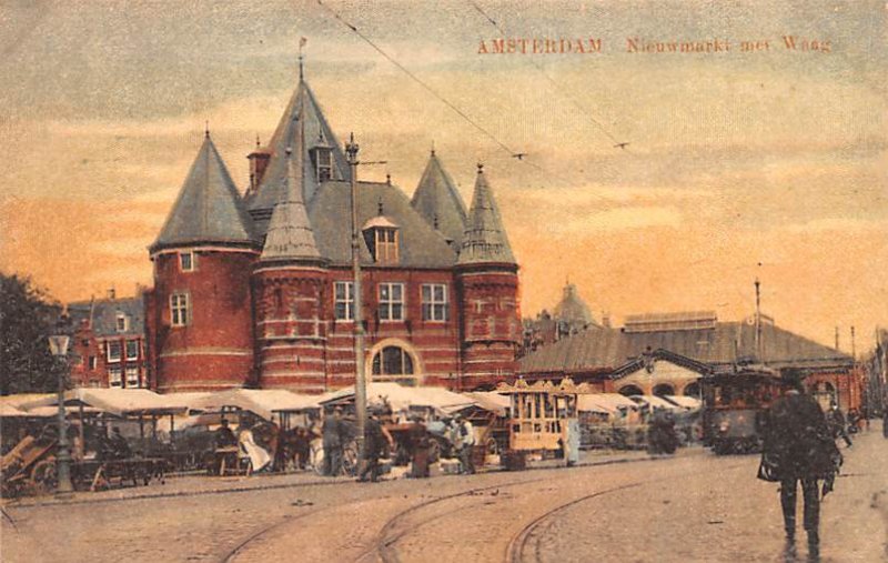 Nieuwmarkt met Waag Amsterdam Holland Unused 